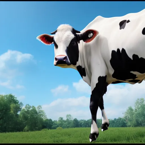 Image similar to portrait of a flying cow, photorealistic, 4 k