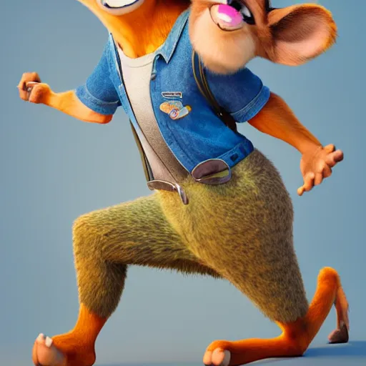 Image similar to 3 d render, portrait, upper body shot, mid shot, anthropomorphic mouse, female, wearing denim short shorts and a off yellow tank top shirt, solo, in the style of zootopia