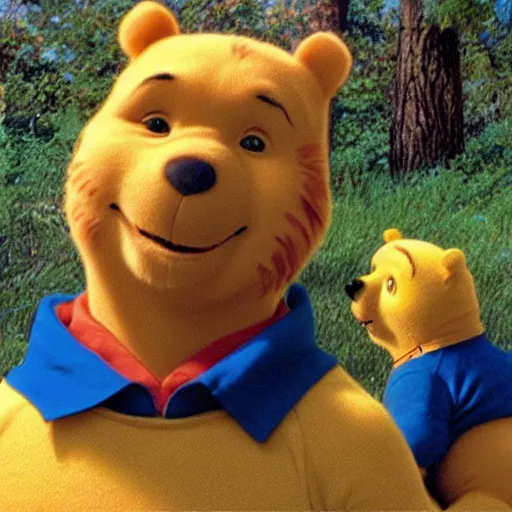 Image similar to A still of Keanu Reeves as Winnie the Pooh