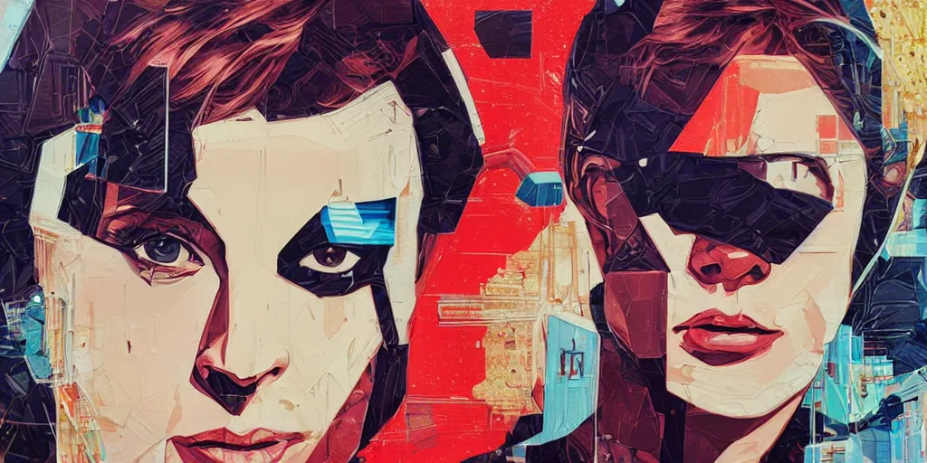 Image similar to a portrait of a single female android, by MARVEL comics and Sandra Chevrier, pinhole camera