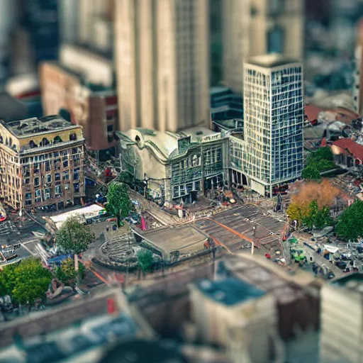 Image similar to A beautiful tilt-shift photograph of a city during the day