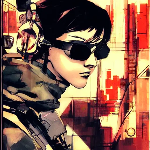 Prompt: graphic novel cover art of a girl using googles looking to the sky, artwork by yoji shinkawa, poster cover art