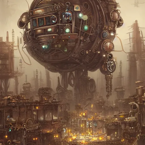 Image similar to robot city, steampunk art, fantasy style, super high detail, super high quality, talented artist, trending on artstation, machinarium