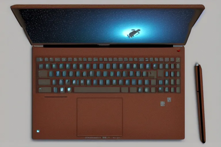 Image similar to concept art for a left handed laptop, digital art