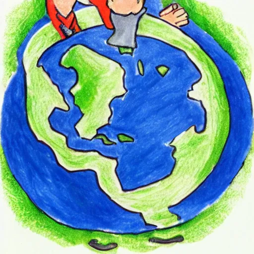 Image similar to an old man hugging earth