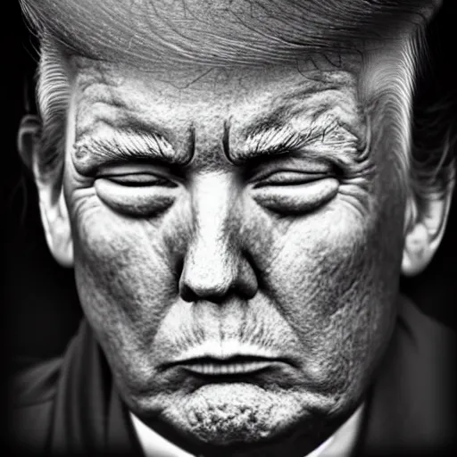 Prompt: Donald Trump's mugshot, crying, by Lee Jeffries, inking,