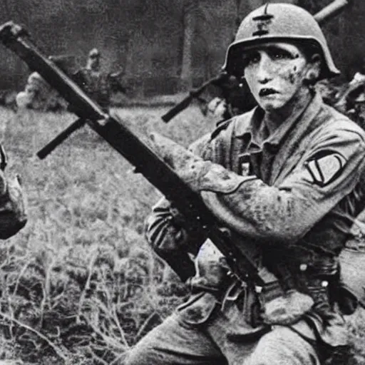 Image similar to photograph of zombie soldiers fighting in World War II