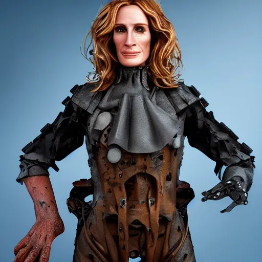 Image similar to animatronic Julia Roberts, exposed mechanics, photo, Stan Winston studios, detailed, 4k