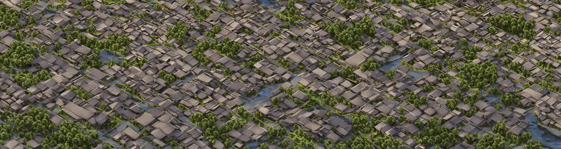 Image similar to photo realistic landscape of medieval japan town, aerial photography, exquisite detail, octane render, 8 k postprocessing,