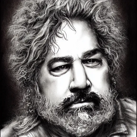 Image similar to a highly detailed portrait of jerry garcia in the style of luis royo.