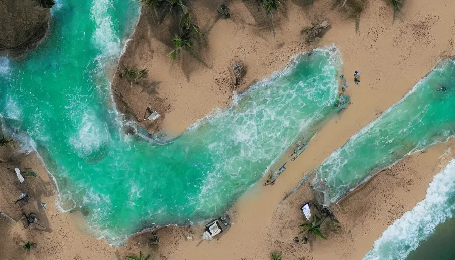 Image similar to CNN news footage taken from above. A The Hulk is washed up on the beach. 8K Highly professionally detailed, HDR, CGsociety, Ultra Realistic