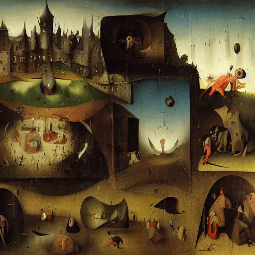 Prompt: the joker, drama, chaos matte painting by hieronymus bosch and zidislaw beksinsky