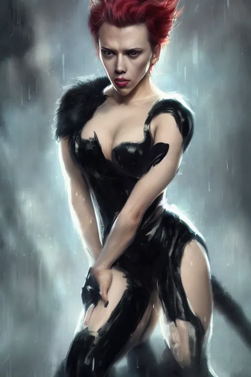 Prompt: a fancy portrait of Scarlett Johansson as cat women by Greg Rutkowski, Sung Choi, Mitchell Mohrhauser, Maciej Kuciara, Johnson Ting, Maxim Verehin, Peter Konig, final fantasy , mythical, 8k photorealistic, cinematic lighting, HD, high details, atmospheric,