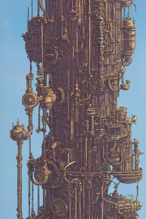 Image similar to steampunk tower by ralph mcquarrie and frank lloyd frank lloyd and bruce pennington and ted nasmith