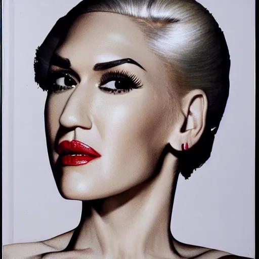 Prompt: Gwen Stefani, head and shoulders portrait, extremely detailed masterpiece, one single continues line.