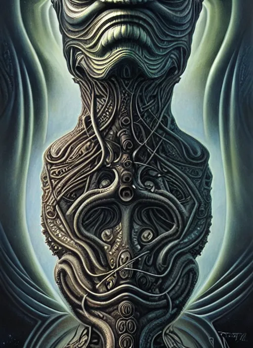 Image similar to cosmic lovecraft giger fractal random myth greek portrait, pixar style, by tristan eaton stanley artgerm and tom bagshaw.