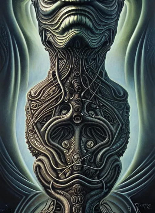 Prompt: cosmic lovecraft giger fractal random myth greek portrait, pixar style, by tristan eaton stanley artgerm and tom bagshaw.