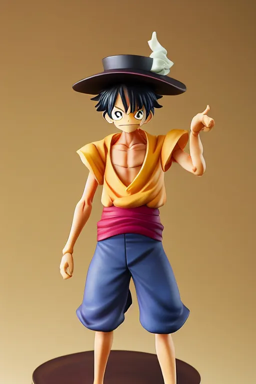 Image similar to figurine of luffy wearing an elegant summer blouse, personification, official store photo, commercial photo, featured on amiami, lovecraftian, 8 k, 8 5 mm, beautiful composition