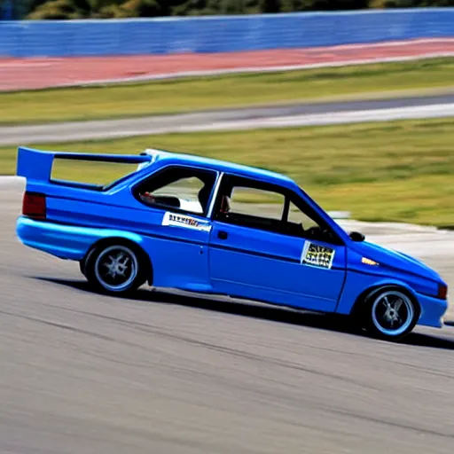 Image similar to a 1 9 9 2 ford escort rs cosworth driving on a race track