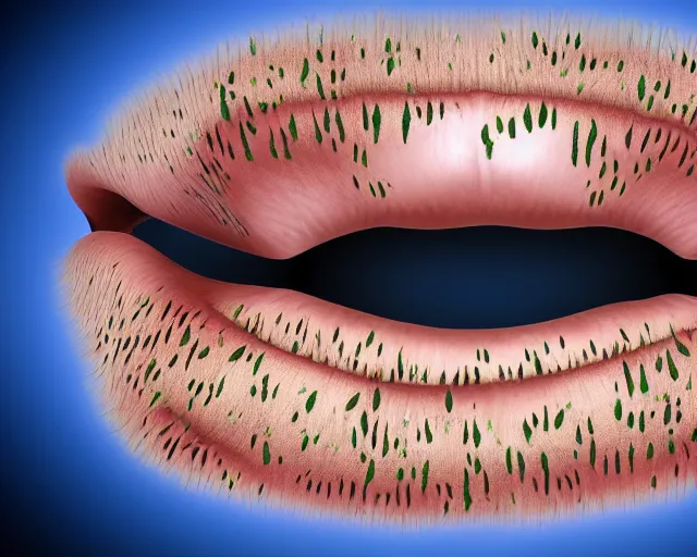 Prompt: a mouth full of bacteria.