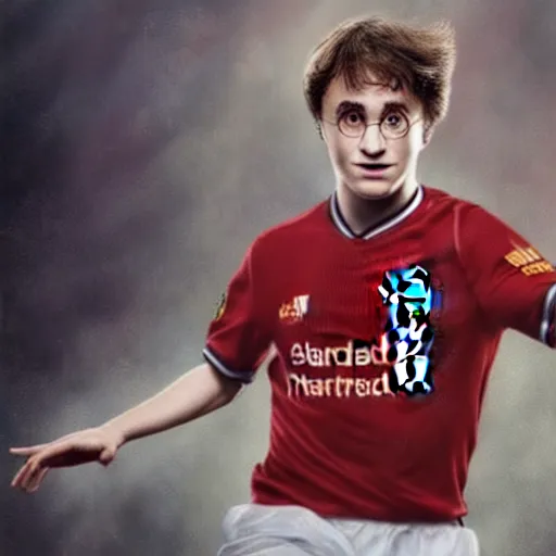 Prompt: portrait of harry potter wearing a liverpool jersey, highly detailed, masterpiece painting, 4 k,