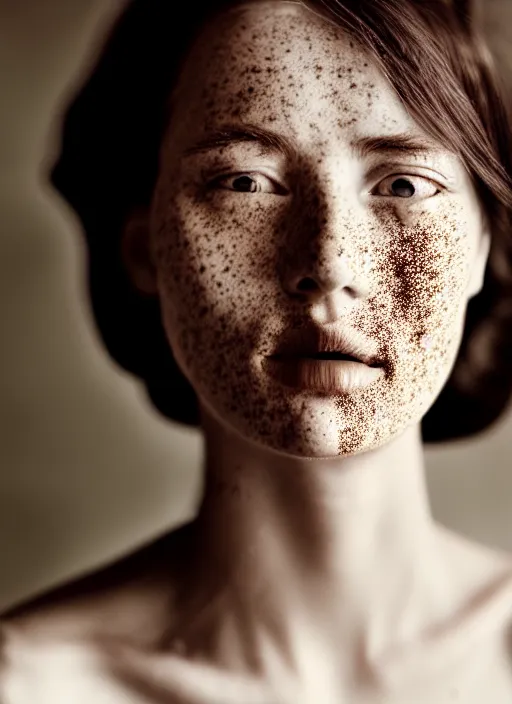 Prompt: portrait of a epically beautiful woman by national geographic, light freckles, cinematic, 8 0 mm,