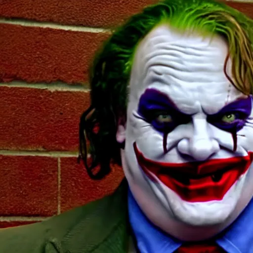 Prompt: chris farley starring as the joker, cinematic, 4 k