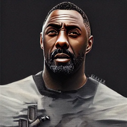 Image similar to “Portrait of Idris Elba by Greg Rutkowski, young, manly, attractive, strong, older brother vibes, highly detailed portrait, scifi, digital painting, artstation, concept art, smooth, sharp foccus ilustration, Artstation HQ”