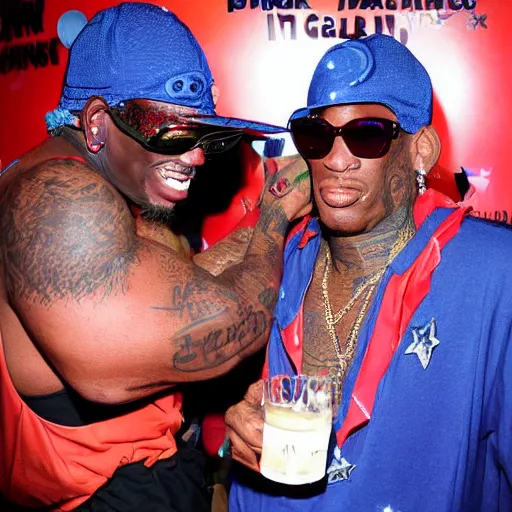 Image similar to dennis rodman in an intergalactic party