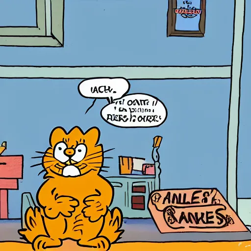 Image similar to a Garfield cartoon, Jim Davis