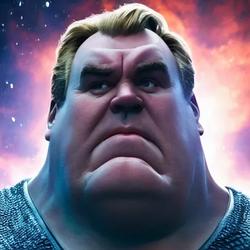 Prompt: film still of John Candy as Thanos in Avengers Endgame