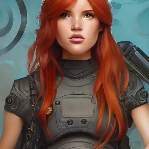 Image similar to ultra realistic illustration, bella thorne as kim possible, intricate, elegant, highly detailed, digital painting, artstation, concept art, smooth, sharp focus, illustration, art by artgerm and greg rutkowski and alphonse mucha