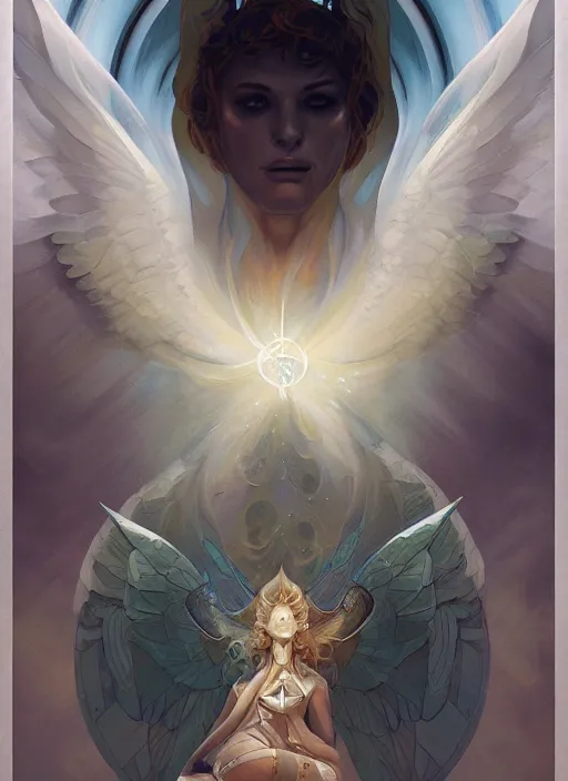 Image similar to archangel metatron detailed illustration by peter mohrbacher and by jon foster trending on artstation