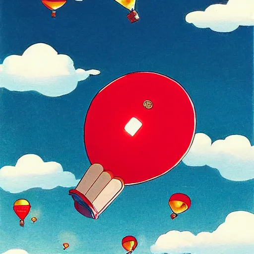 Image similar to dream a time machine with energy wave, light boom, ( ballon in the sky ) by vanessa morales, studio ghibli,