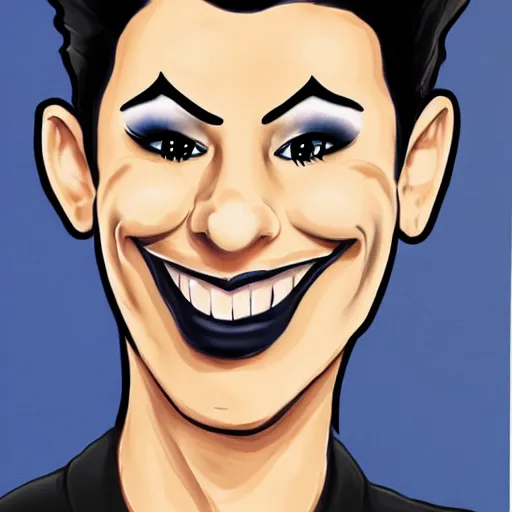 Image similar to a caricature painting of james charles