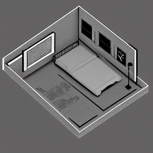 Prompt: isometric room 3 d model