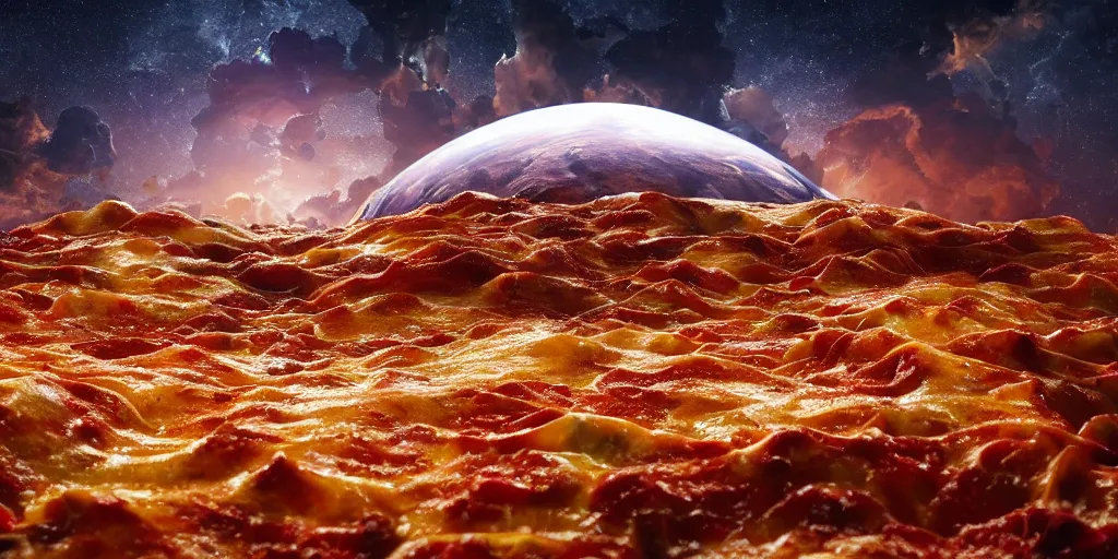 Prompt: Earth if it was made out of Lasagna, realistic 4k octane beautifully detailed render, 4k post-processing, highly detailed, intricate complexity, epic composition, magical atmosphere, cinematic lighting, masterpiece, ultra hd