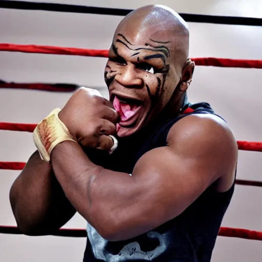 Image similar to watch out!! mike tyson will bite your ear off!!