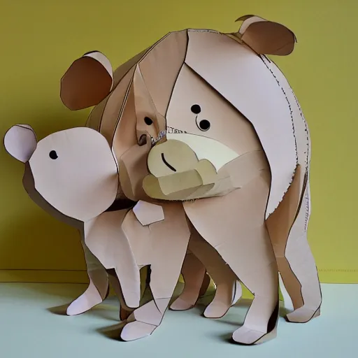 Image similar to cut paper sculpture of pooh and piglet