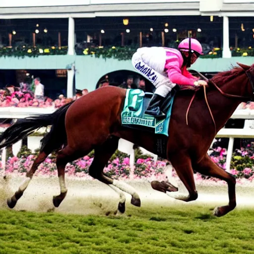 Prompt: horse with six legs wins the kentucky derby, high resolution, sports photograph,