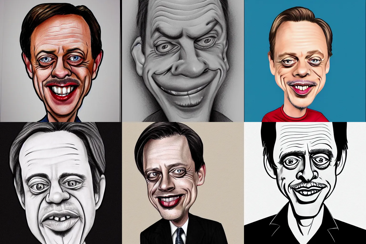 Prompt: caricature drawing of Steve Buscemi