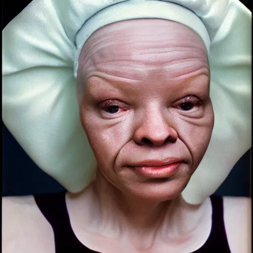 Image similar to UHD candid photo of Albino Aunt Jemima, accurate face, UHD, photorealistic, correct face, photo by Annie Leibowitz
