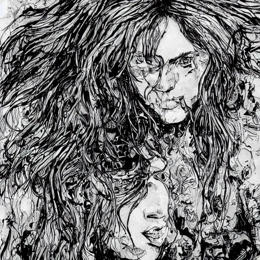 Image similar to portrait of shakira in the style of marc silvestri pen and ink drawing, high detail