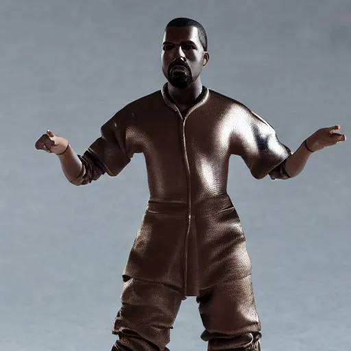 Image similar to Kanye West action figure, 5 points of articulation, full body and face, 4k, highly detailed