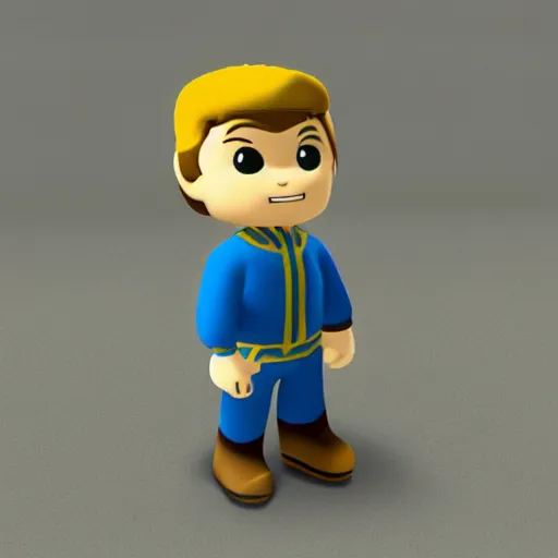 Prompt: 3 d toy vault boy from fallout : new wegas,