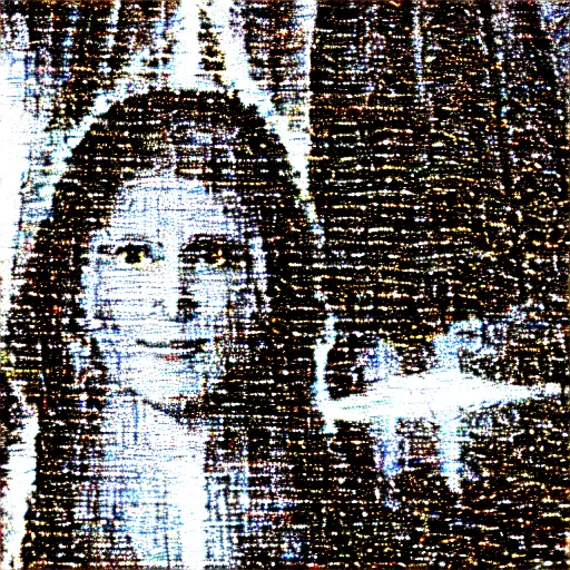 Image similar to vhs static overlay of marian apparition, vhs, 1 9 9 0, highly realistic, highly detailed, vhs noise static, black and white, vhs glitch