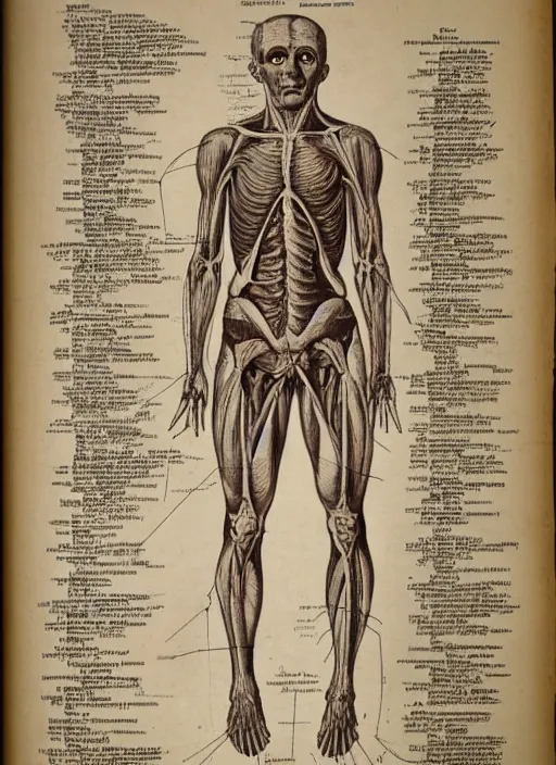 Prompt: old anatomical chart for spongebob