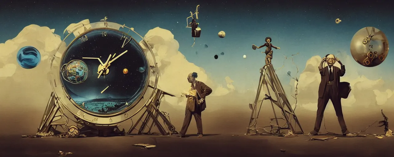 Image similar to duotone surrealist illustration 3 / 4 portrait of albert einstein measuring time on salvadore dali clock in outer space. golden ratio accidental renaissance. by sachin teng and sergey kolesov and ruan jia and heng z. graffiti art, scifi, fantasy, hyper detailed. octane render. concept art. trending on artstation