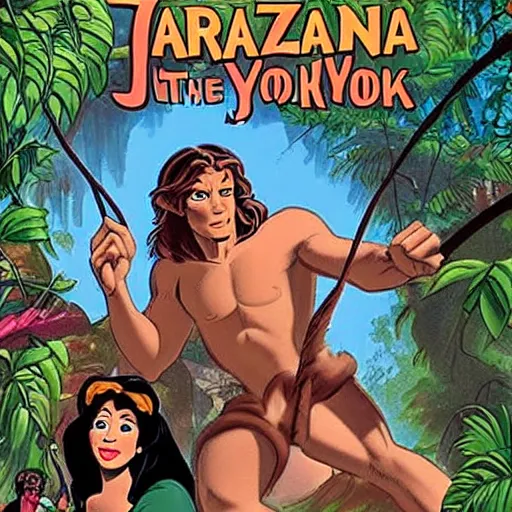 Prompt: tarzan in the jungle of New York, Disney style