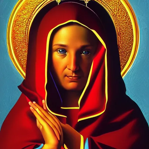 Prompt: portrait of a holy catholic baby saint, trending on art station, painting illustration, high detail by Greg Hildebrandt